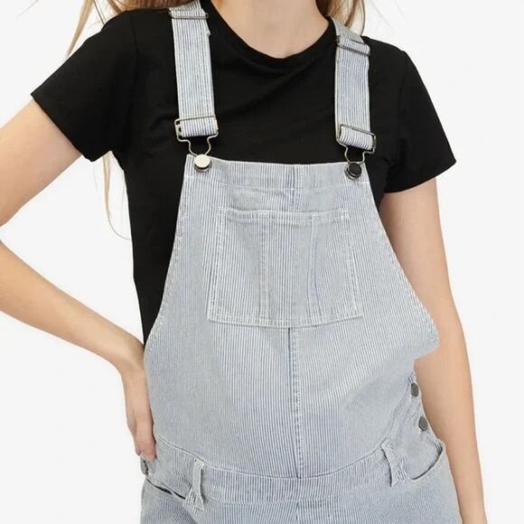 HATCH The Railroad Stripe Overalls Maternity Pregnancy Utility Jeans Size M - Picture 3 of 11
